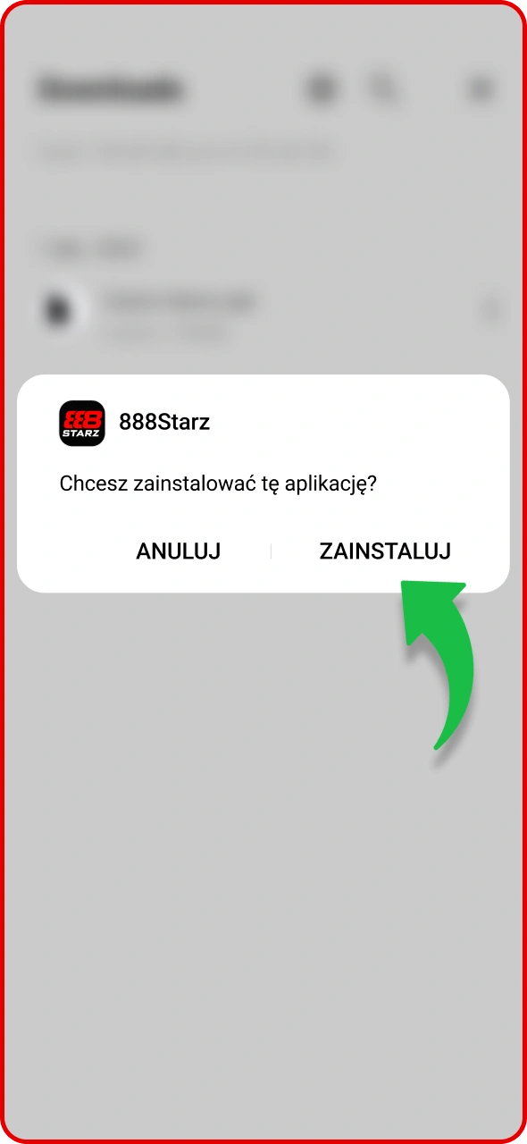 Otwórz pobrany plik APK 888Starz i potwierdź instalację.