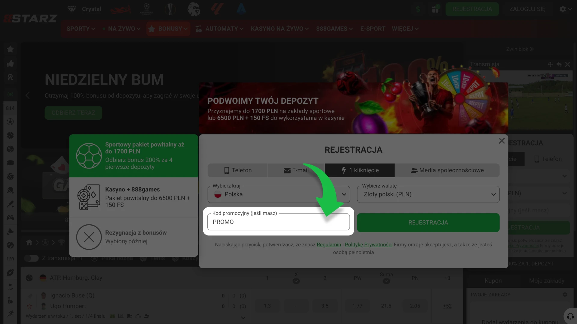 Rozpocznij proces rejestracji na platformie 888Starz.