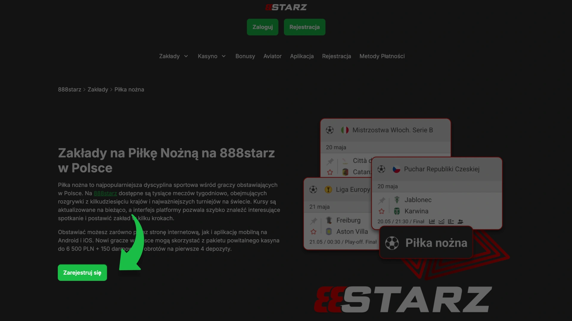 Kliknij przycisk na stronie 888Starz, aby przejść do formularza rejestracyjnego.