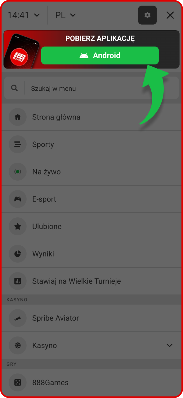 Odwiedź oficjalną stronę 888starz i pobierz aplikację.