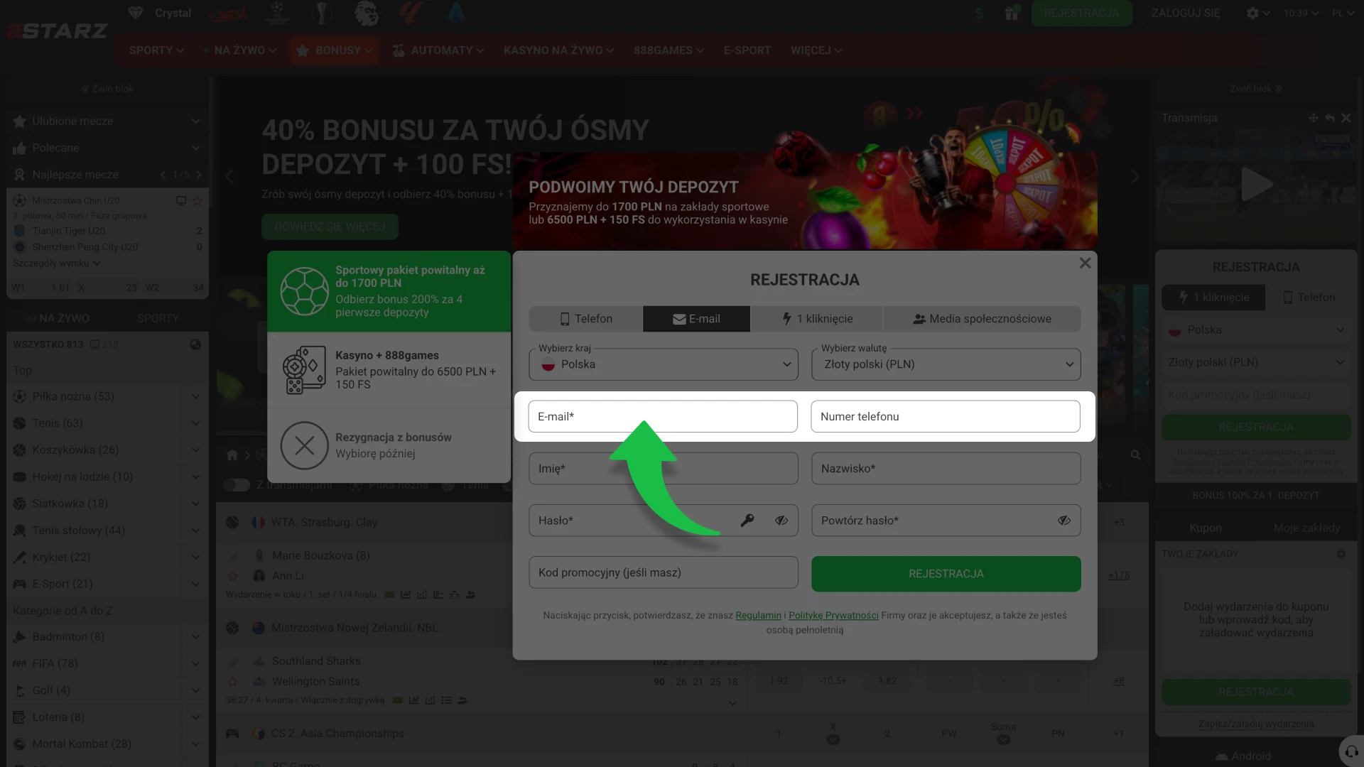 Potwierdź swój adres e-mail lub numer telefonu w 888Starz.