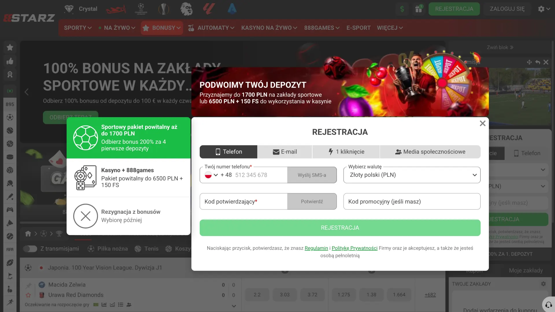 Zacznij od utworzenia konta na platformie 888Starz.